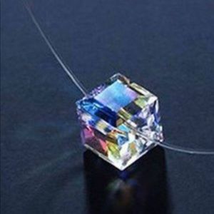 Rhinestone Swarovski crystal Cube Invisible choker